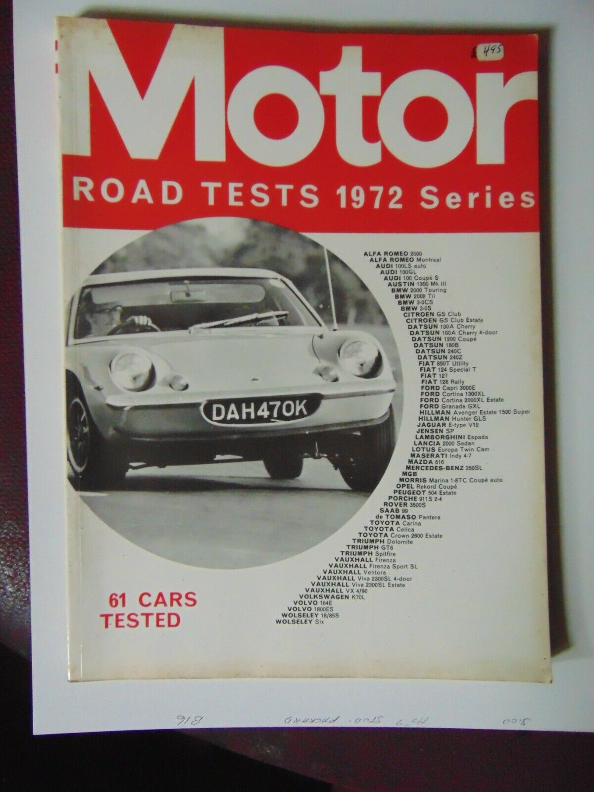 MOTOR ROAD TESTS 1972 SERIES Book/Magazine