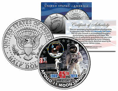 Apollo 11 Moon Landing *45th Anniversary* Colorized Jfk Half Dollar Us Coin Nasa