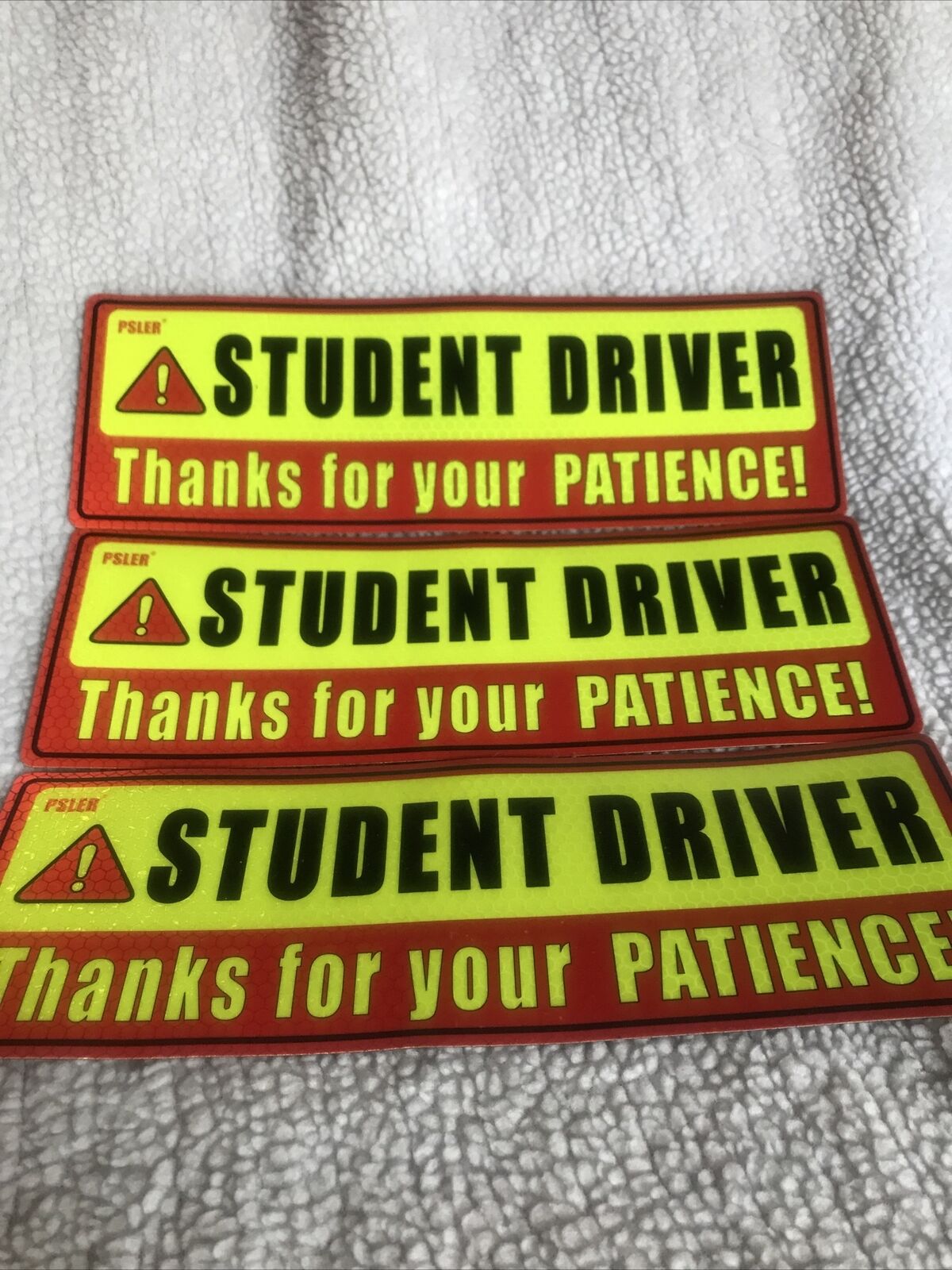 Student Driver: Thanks For Your Patience Magnetic Vehicle Sign 11” X 3.75”-3 Pk.